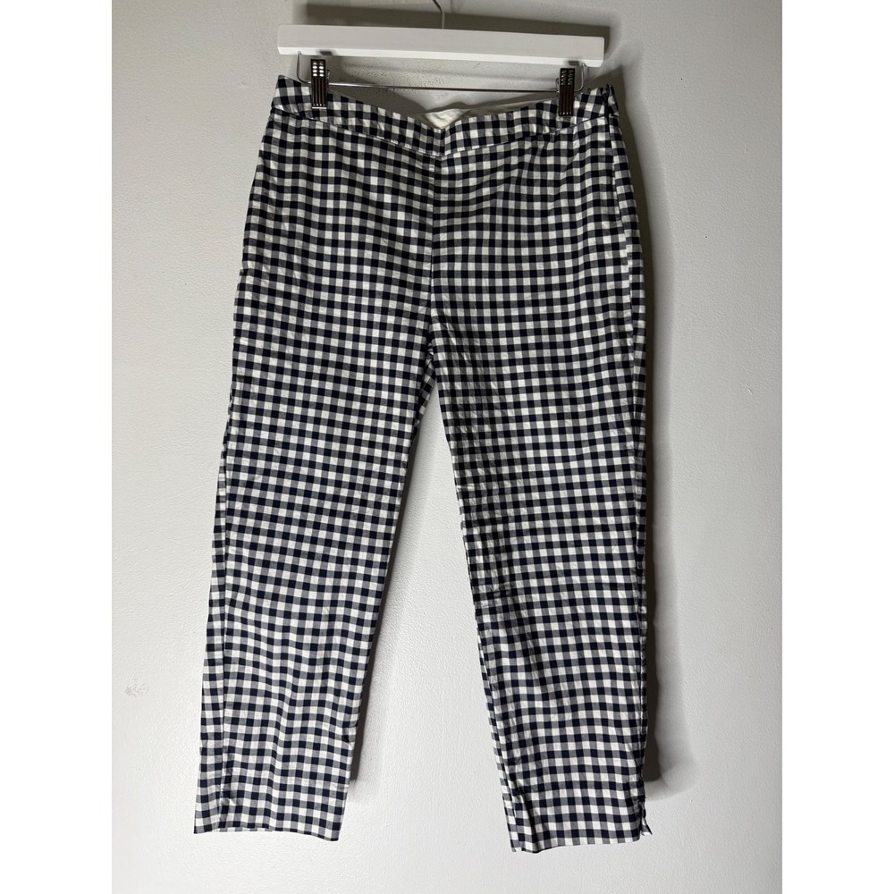 Victoria Beckham for Target blue white gingham cropped ankle pants size 8
